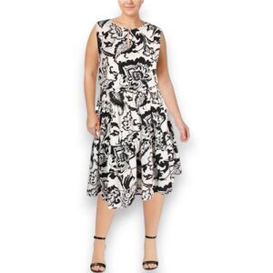 Lauren by‎ Ralph | Women's Black White Paisley Print Dress | Size 2X |NWT